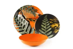 Servizio piatti, madagascar, porcellana/stoneware, 18 pezzi