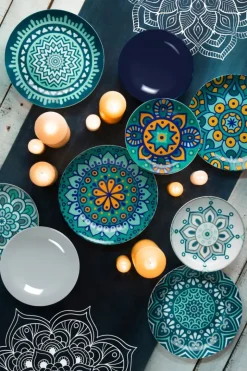 Servizio piatti, mediterraneo, porcellana, 18 pezzi