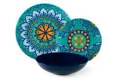 Servizio piatti, mediterraneo, porcellana, 18 pezzi