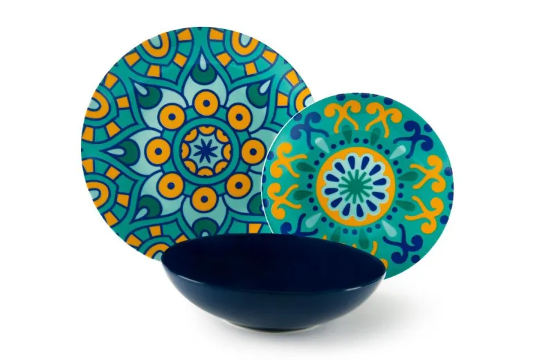 Servizio piatti, mediterraneo, porcellana, 18 pezzi