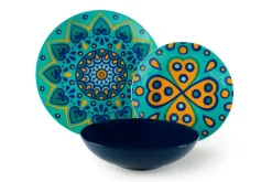 Servizio piatti, mediterraneo, porcellana, 18 pezzi