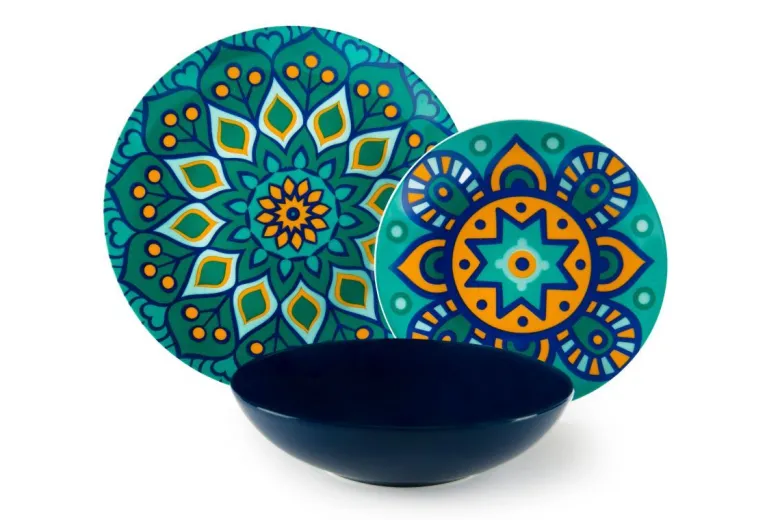 Servizio piatti, mediterraneo, porcellana, 18 pezzi