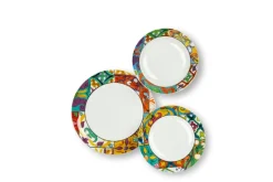 Servizio piatti, multicolore, porcellana, 12 pezzi
