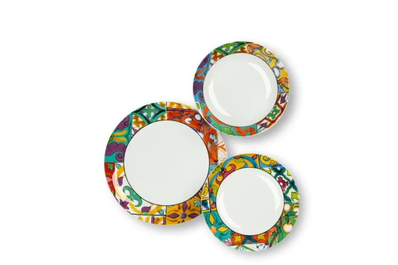 Servizio piatti, multicolore, porcellana, 12 pezzi