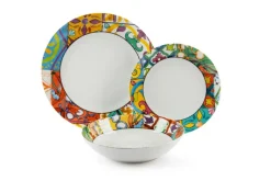 Servizio piatti, multicolore, porcellana, 12 pezzi