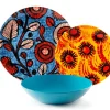 Servizio piatti, multicolore, stile africano, 18 pezzi