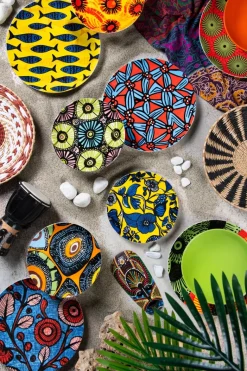 Servizio piatti, multicolore, stile africano, 18 pezzi