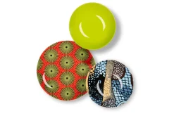 Servizio piatti, multicolore, stile africano, 18 pezzi