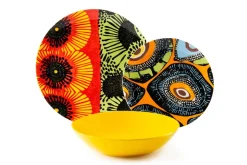 Servizio piatti, multicolore, stile africano, 18 pezzi