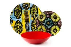 Servizio piatti, multicolore, stile africano, 18 pezzi