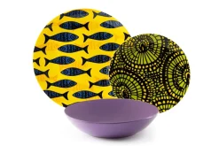 Servizio piatti, multicolore, stile africano, 18 pezzi