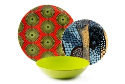 Servizio piatti, multicolore, stile africano, 18 pezzi