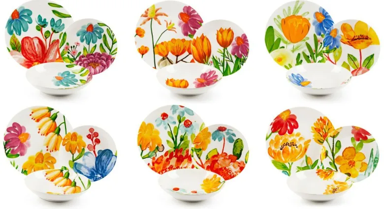 Servizio piatti, multicolore, porcellana, 18 pezzi