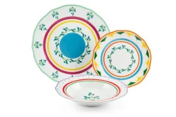 Servizio piatti, multicolore, porcellana, 18 pezzi