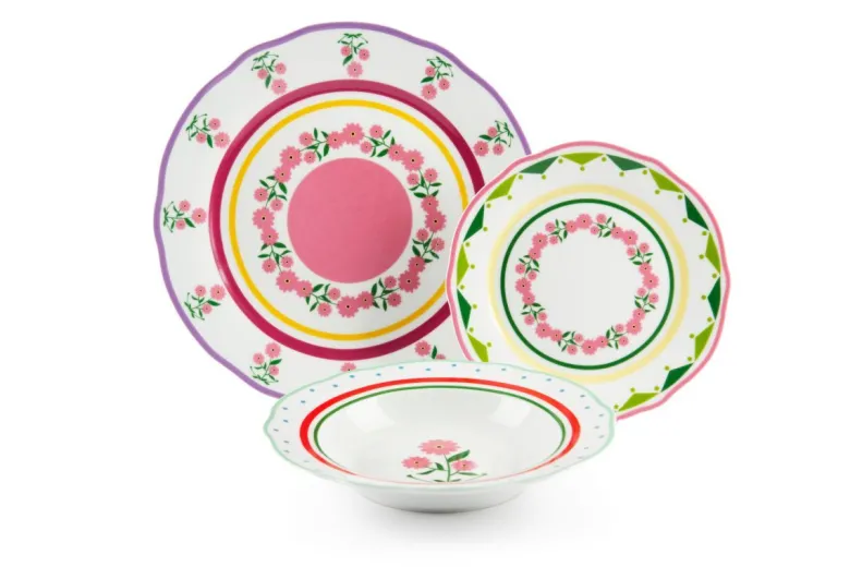 Servizio piatti, multicolore, porcellana, 18 pezzi