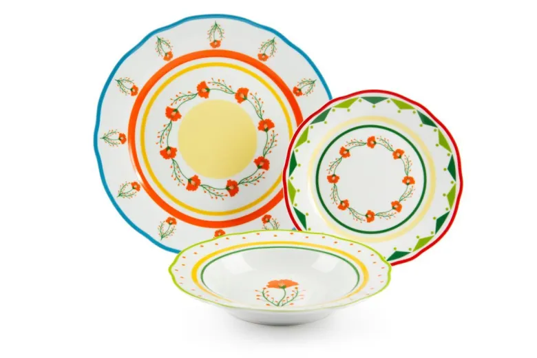 Servizio piatti, multicolore, porcellana, 18 pezzi