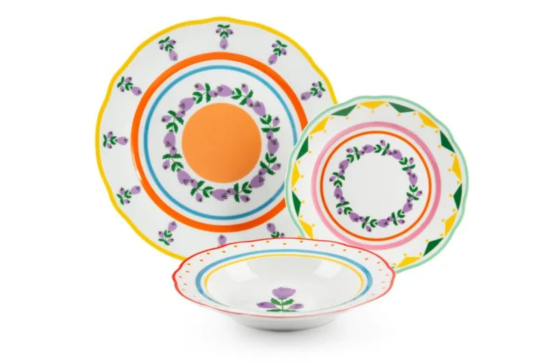 Servizio piatti, multicolore, porcellana, 18 pezzi