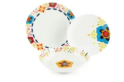 Servizio piatti, multicolore, porcellana, 12 pezzi