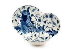 Servizio piatti, pavoni blu, 12 pezzi, ceramica
