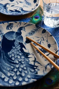 Servizio piatti, pavoni blu, 12 pezzi, ceramica