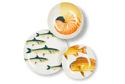 Servizio piatti, pesci/mare, ceramica, 18 pezzi