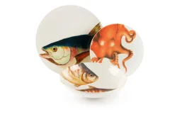 Servizio piatti, pesci/mare, ceramica, 18 pezzi