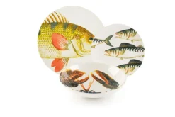 Servizio piatti, pesci/mare, ceramica, 18 pezzi