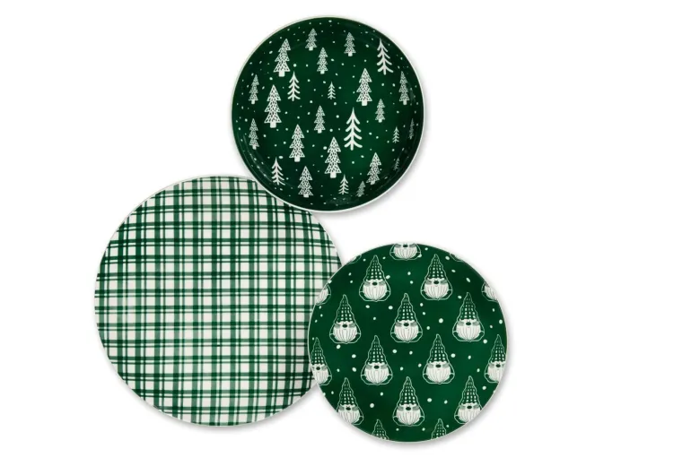 Servizio piatti, 18 pezzi, natalizio, verde