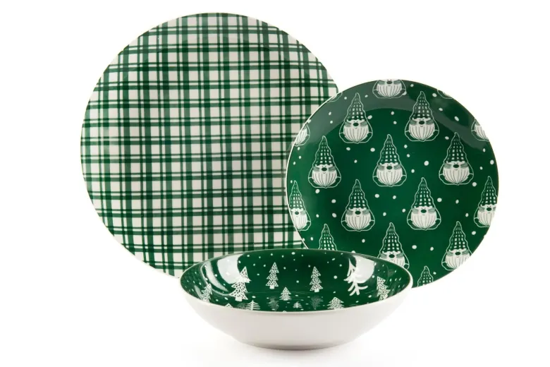 Servizio piatti, 18 pezzi, natalizio, verde