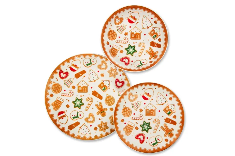 Servizio piatti, 18 pezzi, natalizio, multicolore