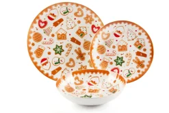 Servizio piatti, 18 pezzi, natalizio, multicolore