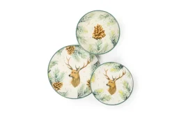 Servizio piatti, 12 pezzi, renne, in ceramica