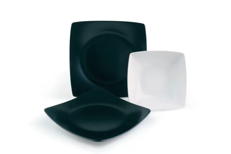 Servizio piatti, 18 pezzi, stile nordico, bianco/nero