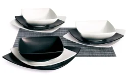 Servizio piatti, 18 pezzi, stile nordico, bianco/nero
