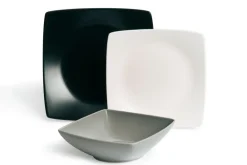 Servizio piatti, 18 pezzi, stile nordico, bianco/nero/grigio