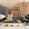 Servizio piatti, 18 pezzi, stile nordico, nero opaco