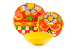 Servizio piatti, porcellana/stoneware, stile siciliano