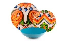 Servizio piatti, porcellana/stoneware, stile siciliano
