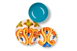 Servizio piatti, porcellana/stoneware, stile siciliano