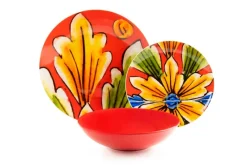 Servizio piatti, porcellana/stoneware, stile siciliano