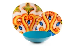 Servizio piatti, porcellana/stoneware, stile siciliano