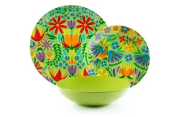 Servizio piatti, porcellana/stoneware, stile fiori messicani