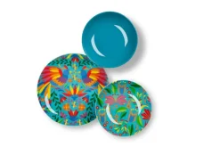 Servizio piatti, porcellana/stoneware, stile fiori messicani