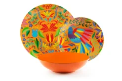 Servizio piatti, porcellana/stoneware, stile fiori messicani