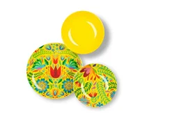 Servizio piatti, porcellana/stoneware, stile fiori messicani