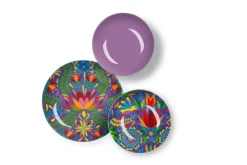 Servizio piatti, porcellana/stoneware, stile fiori messicani