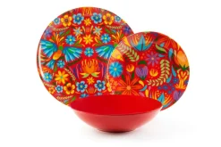 Servizio piatti, porcellana/stoneware, stile fiori messicani