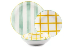 Servizio piatti, righe , porcellana, 18 pezzi