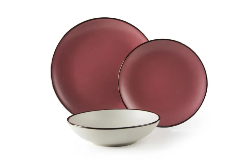 Servizio piatti, rosa/grigio, stoneware, 18 pezzi