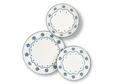 Servizio piatti, stile country chic, porcellana, 18 pezzi